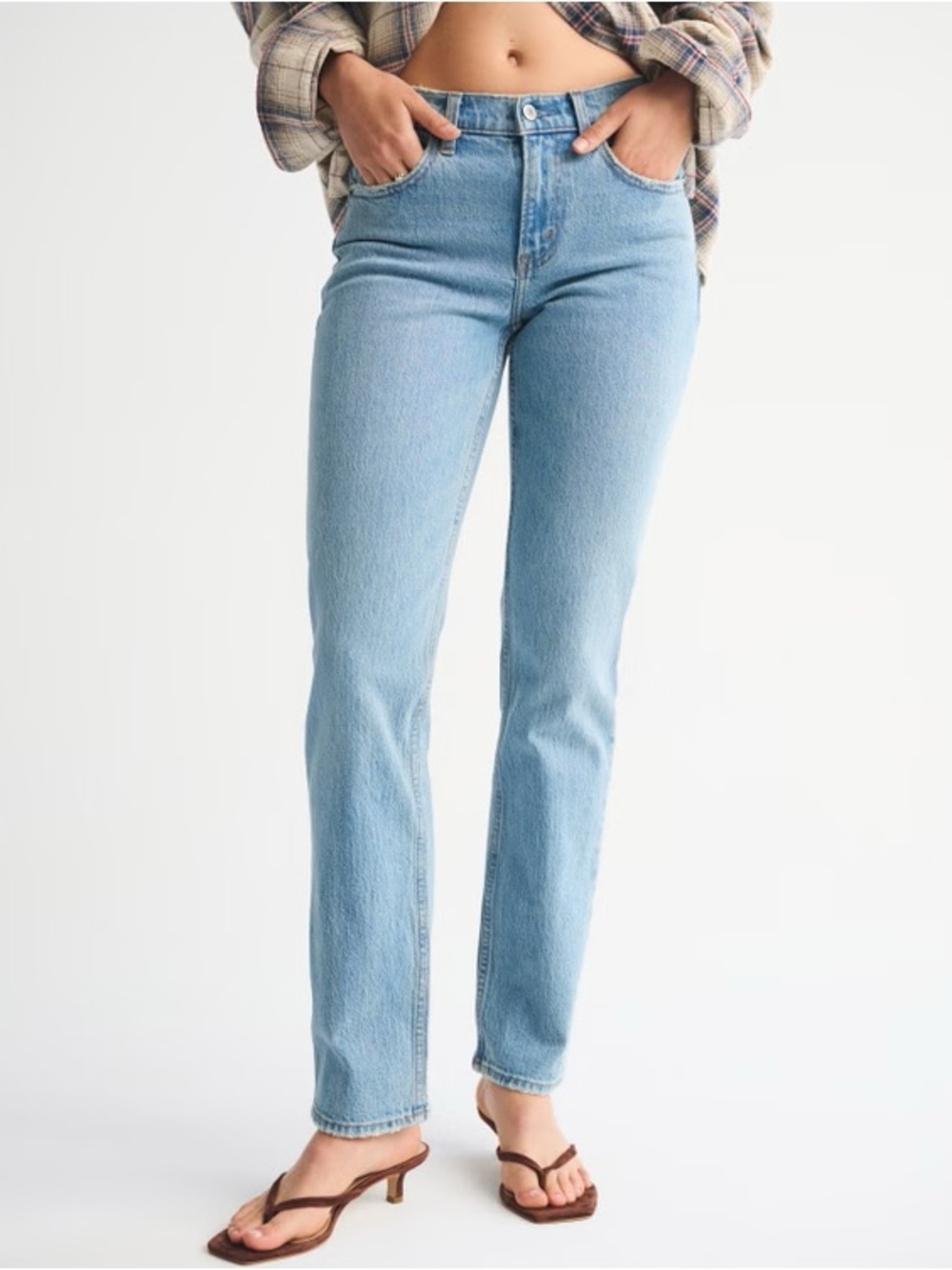 Abercrombie & Fitch The 90s Straight Mid Rise Jeans blue denim size 25S